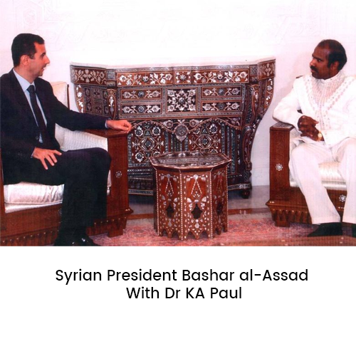 Dr. K.A. Paul in Damascus with President Bashar al-Assad